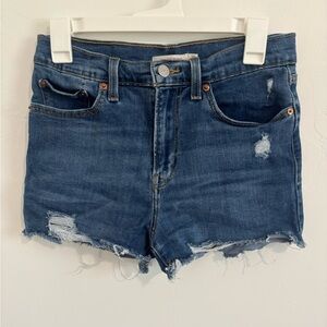 Levi Blue Distressed Women Shorts